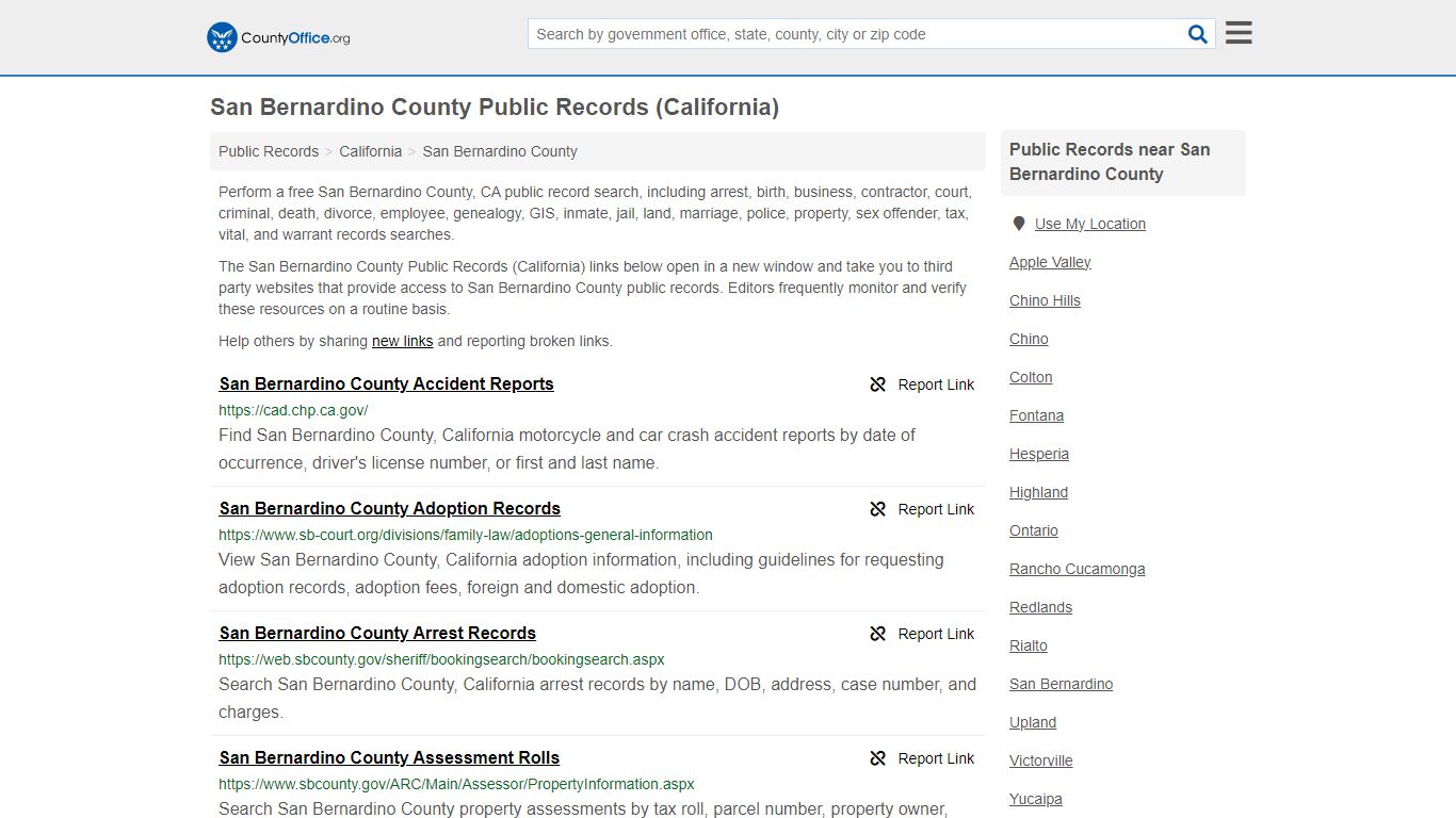 San Bernardino County Public Records (California) - County Office